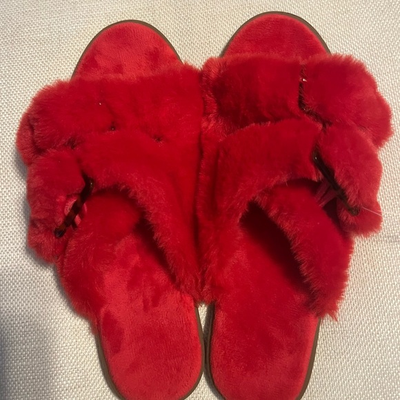 NWT LOFT Faux Fur Buckle Slippers - Women Size S 5-6 - Picture 5 of 5